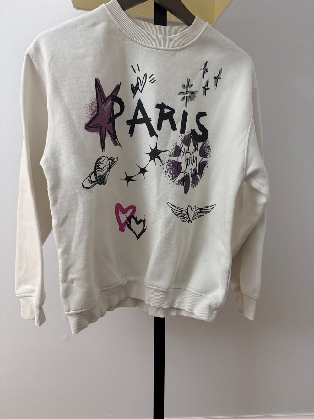 Zara Cream Crewneck Sweatshirt with Black Logo